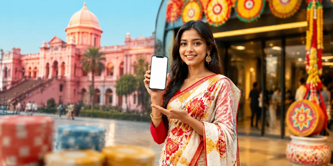 ঢাকায় পহেলা বৈশাখ উপলক্ষে ক্যাসিনো অ্যাপ ব্যবহার করছেন একজন খেলোয়াড়